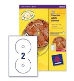 Avery CD/DVD Labels Laser 2 per Sheet Dia.117mm Black and White Ref L7676-25 [50 Labels]