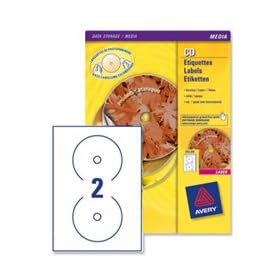 Avery CD/DVD Labels Laser 2 per Sheet Dia.117mm Black and White Ref L7676-25 [50 Labels]