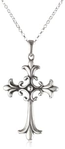 Sterling Silver Celtic Cross Pendant Necklace, 18