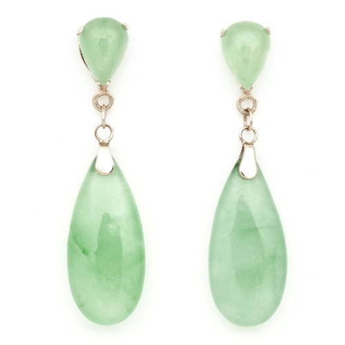 Click To Tear-drop Jade Dangle Earrings with Tear-drop Jade Stud in 14K Yellow Gold Details... Tear-drop Jade Dangle Earrings with Tear-drop Jade Stud in 14K Yellow Gold