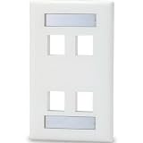 4-Port Single Gang Faceplate w /Labeling, Light Ivory