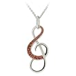 Sterling Silver Two-Tone Rose Gold Champagne Diamond Accent Musical Note Necklace