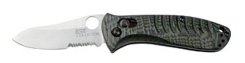 Benchmade Bone Collector ComboEdge Axis Mini Folding Knife with Green/Black G10 Handle