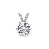 14k White Gold Pendant Round White Diamond Solitaire Pendant thumbnail