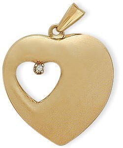 31Oz0wrGLbL Ladies 10 Karat Yellow Gold Heart Pendant with Accent Stone with 20 Inch Chain