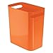 iDesign Una Rectangular Trash Can with Handles, Waste Basket Garbage Can for Bathroom, Bedroom, Home Office, Dorm, College, 12-Inch, Orange