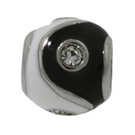 Black and White Yin Yang Oriana Bead - Pandora Bead &amp; Bracelet Compatible: Eve's Addiction: Jewelry