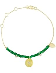 Meira T Solid 14K Yellow Gold Diamond Circle & Emerald Beads Chain Bracelet