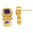 14K Yellow Gold Cabochon Amethyst Earrings