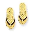 14k Gold Green Enameled Flip Flop Post Earrings