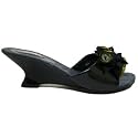Womens Black Wedge Rose Sandals Ladies Shoes