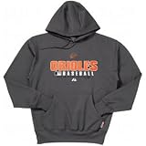 Baltimore Orioles AC Therma Base Practice Performance Hooded Fleece by Majestic Athletic - Granite Large