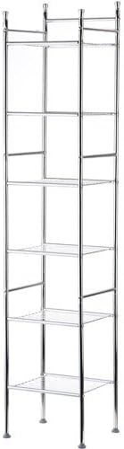 Mainstay Shelving 6-Shelf Tower, 12.60 x 11.02 x 65.75 Inches, Chrome
