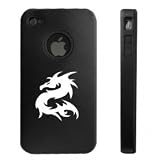 Apple iPhone 4 4G Black Aluminum & Silicone Case Chinese Dragon