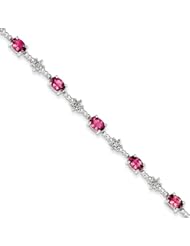 Sterling Silver Pink Tourmaline And Diamond Bracelet, Best Quality Free Gift Box Satisfaction Guaranteed