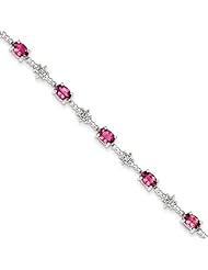 Sterling Silver Pink Tourmaline and Diamond Bracelet