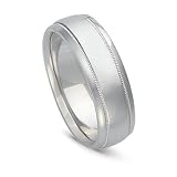 14k White Gold Milgrained Women's Wedding Band, 6mm
