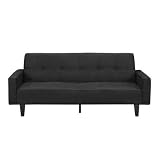 Puzzle Alpha Convertible Sofa with Espresso Legs Upholstery: Black Microfiber