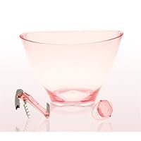 Fox Run Argyle Acrylic Ice Bucket Set w/Corkscrew and Stopper, Clear Pink