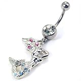 Beautiful Colorful Crystal Mermaid Charm Belly Ring