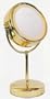 Rucci Fluorescent Lighted Pedestal 10X to 1X Make-Up Mirror in Brass