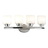 Kenroy Home 3393 Bow Four-Light Vanity, Polished Nickel with White Globes