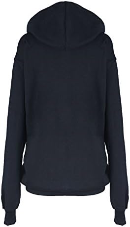 J Style Women Basic Solid Color Hoodie T-shirt Tops_Black_M