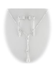 Sterling Silver Diamond Cut Snake Chain Y Necklace Adjustable 16 - 18 Inch Dangle Earrings