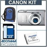 Canon PowerShot SD3500 IS Digital ELPH Camera Kit,- Silver - with 4GB SD Memory Card, Camera Case, Spare NB-6L Type Lithium-ion Battery