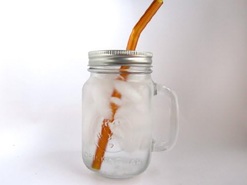 Handle Mason Jar To Go Cup with Amber Bent Straw