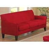 Petite Sofa in Red Microfiber