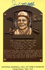 Joe Morgan Autographed Hall of Fame Plaque