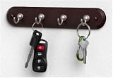 4 Hook Key Rack - Walnut (Walnut/Satin Nickel) (1.5"H x 8.5"W x 0.3"D)