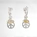 Round Peace Sign Dangle Hoop Earrings in Sterling Silver with Citrine Beads, #8374