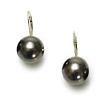 Sterling Silver Black Shell Pearl Lever Back Earrings