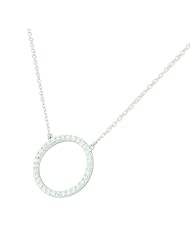 Sterling Silver Womens Circle of Life White Crystals CZ Pendant Necklace