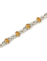 14K White Gold Oval Citrine Bracelet
