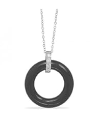 MMA Silver - 16 inch Rhodium Plated Black Onyx and CZ Necklace