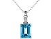 Blue Topaz 2 Carats (ctw) and Diamond Pendant in 14K White Gold with Chain