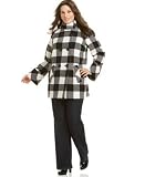 AK Anne Klein Plus Size Double-Breasted Plaid Wool Coat