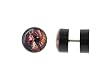Genuine Ed Hardy Anodized Black Fake Plug - Indian Logo -16g Wire - 10mm - Sold as a Pair