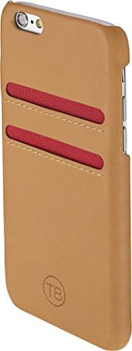 T8 SALT iPhone 6 Leather Wallet Case - Tan leather with red trim.