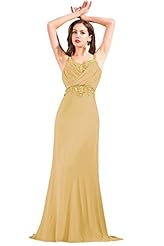 Chiffon Spaghetti Strap Beaded Evening Dress/Bridesmaid Dress/Prom Dress/Party Dress/Wedding Dress 