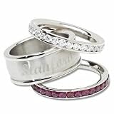 Stanford Cardinal SU NCAA Team Logo Crystal Stacked Ring Set Size 7