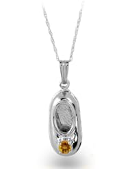 Sterling Silver November Citrine Birthstone Baby Bootie Pendant