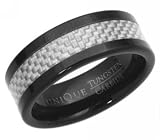 8mm Black Ip Tungsten Carbide White Carbon Fiber Ring Size Y