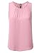 DRESSIS Women's Chiffon Crepe Pleated Round Neck Sleeveless Tank Top S to 3XL