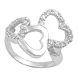 Sterling Silver Ring - Clear CZ - Hearts - 21 mm x 3 mm, Sizes 5-9 Sterling Silver Ring - Clear CZ - Hearts - 21 mm x 3 mm, Sizes 5-9