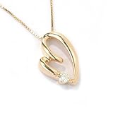 14K White or Yellow Gold Floating Heart Moissanite Pendant w/ Chain