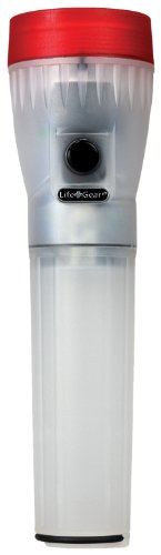 Life Gear LED Flashlight with Glow Handle, Emergency Flasher and Storage Compartment, RED